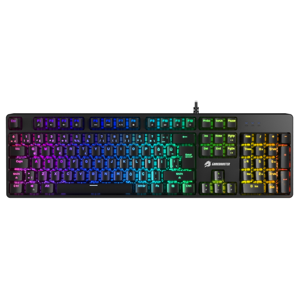 GameBooster G24B Enigma Rainbow Aydınlatmalı Red Switch Siyah Mekanik Gaming Klavye 